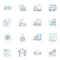 Noise pollution linear icons set. Decibels, Soundscape, Ecosystem, Environment, Sonic, Impact, Hearing line vector and