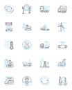 Noise pollution linear icons set. Decibels, Soundscape, Ecosystem, Environment, Sonic, Impact, Hearing line vector and