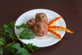 Noisettes with parsley on a plate