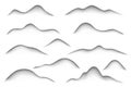 Noisy grainy mountains with gradient stipple sand effect isolated on white background. Dotted black abstract vector