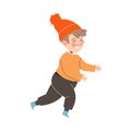 Noisy Little Boy in Hat Running and Laughing Vector Illustration