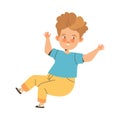 Noisy Little Boy with Raised Hands Claiming Attention Vector Illustration