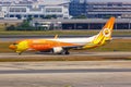 NokAir Boeing 737-800 airplane at Bangkok Don Mueang Airport in Thailand