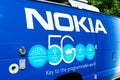 Nokia 5G wireless network architecture capabilities sign and advertisement on service van