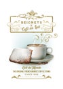 NOLA Collection Cafe au Lait and Beignets Background Royalty Free Stock Photo