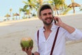 Nomad businessman working from a resort