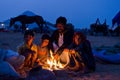 A Nomad Family At Pushkar Camel Fair, Rajasthan, India Royalty Free Stock Photo