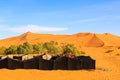 Nomad tent camp for tourist in Erg Chebbi desert, Morocco Royalty Free Stock Photo