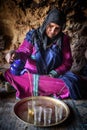 Nomad woman living in the cave, Nomad Valley, Atlas Mountains, Morocco
