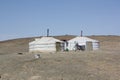 The nomadic families in the lonely unknown desert, Gobi, South Mongolia.