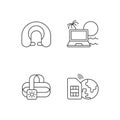 Nomadic lifestyle linear icons set