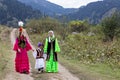 Nomadic people in traditional clothes, Almaty, Kazakhstan.