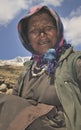 Nomadic people working various handicrafts carpets, rugs, etc. to sell in the city near the high altitude lake of Tso Moriri