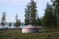 A nomadic tent by the beauty of Khuvsgul lake, Khuvsgul province, Mongolia.