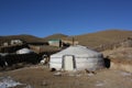 A nomadic tent (ger) in the serenity of the Chingeltei valley, Ulaanbataar, Mongolia. Royalty Free Stock Photo