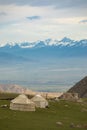 Nomads living in yurts in the Tian Shan Mountains of Kyrgyzstan