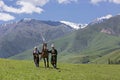 Nomads in the mountains near Bishkek, Kyrgyzstan Royalty Free Stock Photo