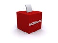 nominate on ballot box on white Royalty Free Stock Photo