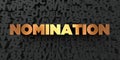 Nomination - Gold text on black background - 3D rendered royalty free stock picture