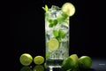 Non-alcoholic refreshing drink with lemon and ice