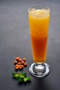 Non-alcoholic refreshing lemonade. Sea-buckthorn lemonade. Cold lemonade