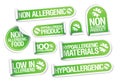 Non allergenic products and hypoallergenic materials stickers set