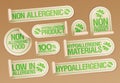 Non allergenic products and hypoallergenic materials stickers set