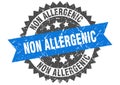 Non allergenic stamp. non allergenic grunge round sign.