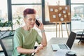 non-binary business person talking on Royalty Free Stock Photo