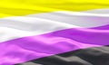 Non-binary flag closeup view background for LGBTQIA+ Pride month, sexuality freedom, love diversity celebration and the fight for