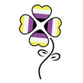 Non-binary flower concept, arranged heart shape as flower, graphic flat design, isolated design on white background Royalty Free Stock Photo