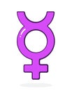 Non Binary Gender Symbol. Part of LGBT community. Vector illustration. Hand drawn cartoon clip art with outline