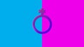 Non binary gender symbol on pink and blue background