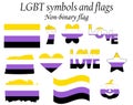 Non-Binary pride community flag, LGBT symbol. Sexual minorities identity. illustration