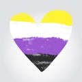 Non-binary pride flag in a form of heart