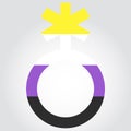 Non-binary pride flag in a form of nonbinary symbol