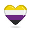 Non Binary pride flag in heart shape vector illustration