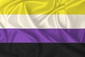 Non-binary Pride Flag on silk texture Royalty Free Stock Photo