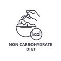 Non carbohydrate diet thin line icon, sign, symbol, illustation, linear concept, vector