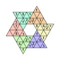 Non classic colorful hexagon sudoku vector illustration