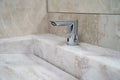 Non-contact, infrared sink faucet. plumbing for bathrooms and public restrooms.