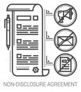 Non-disclosure agreement line icons.