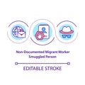 Non document migrant worker, smuggled person concept icon