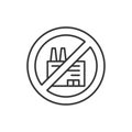 Non factory line black icon. Environment protect  pictogram. Non-pollution technology. Button for web page, app, promo Royalty Free Stock Photo