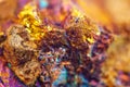 Non-ferrous metal. Nugget. Gold.Copper. Iron. Macro. Colorful background Royalty Free Stock Photo