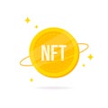 Non-fungible token NFT coin. NFT golden coin icon.
