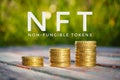 NON-FUNGIBLE TOKENS NFT on coins background