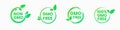 Non gmo and gmo free badges in bright green color with leaves icons. Round eco friendly emblems for promotion Royalty Free Stock Photo