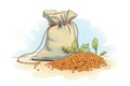 non-gmo soybeans in a burlap sack