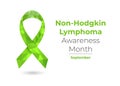 Non-hodgkin Lymphoma Awareness Monthm green polygonal ribbon Royalty Free Stock Photo